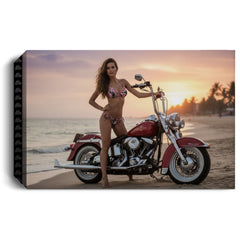 Your Bike on The Beach - Iron Vixen Pinup