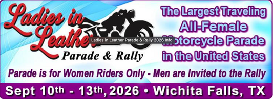 Ladies in leather Parade & Rally: September 10 - September 13, 2026