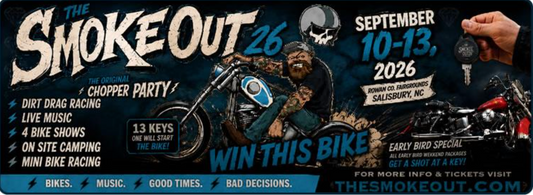 Motorcycles gathered at SmokeOut Rally in Salisbury, North Carolina