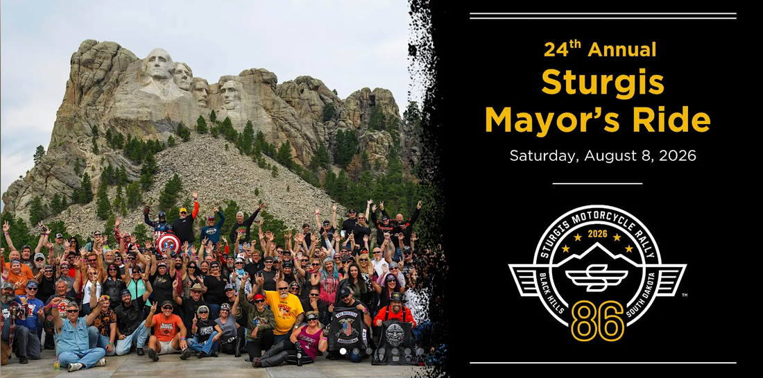 Motorcycles preparing to depart for the 24th Annual Sturgis Mayor's Ride in Sturgis, South Dakota.