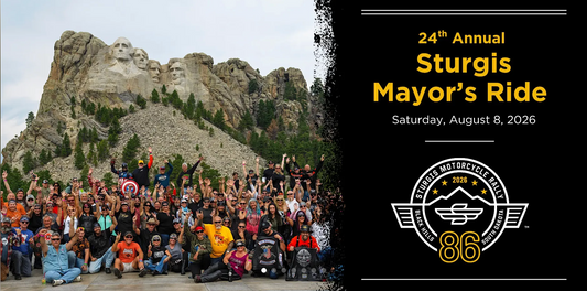 Motorcycles preparing to depart for the 24th Annual Sturgis Mayor's Ride in Sturgis, South Dakota.