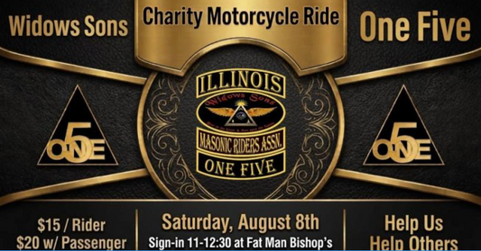 Motorcyclists gathering at Fat Man Bishop's in East Peoria, Illinois for the Feed the Homeless Ride charity event.