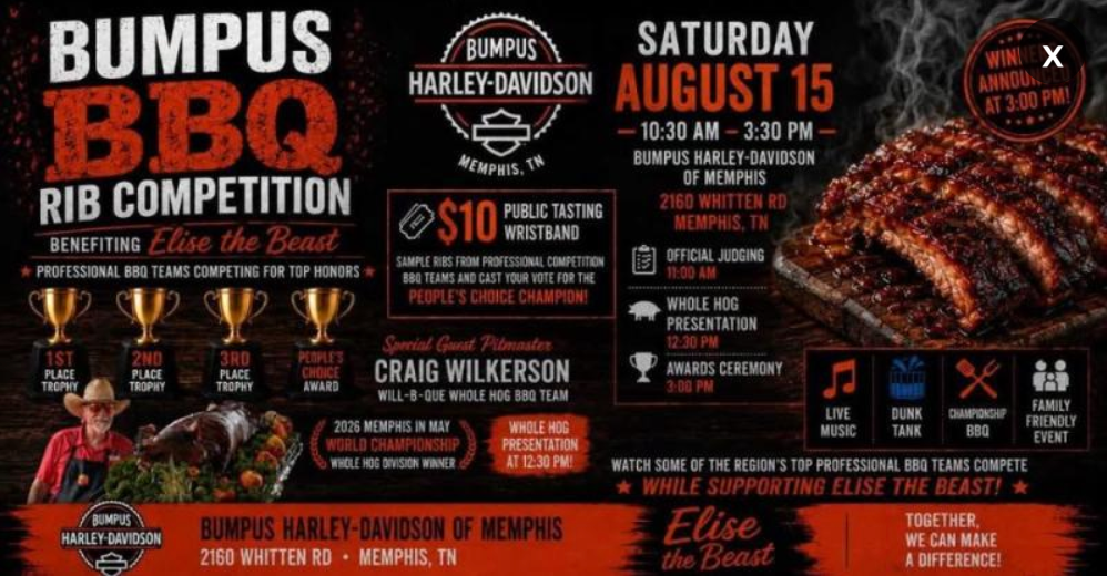 Riders and barbecue enthusiasts gathered at Bumpus Harley-Davidson of Memphis for the Bumpus H-D BBQ Rib Competition in Memphis, Tennessee.