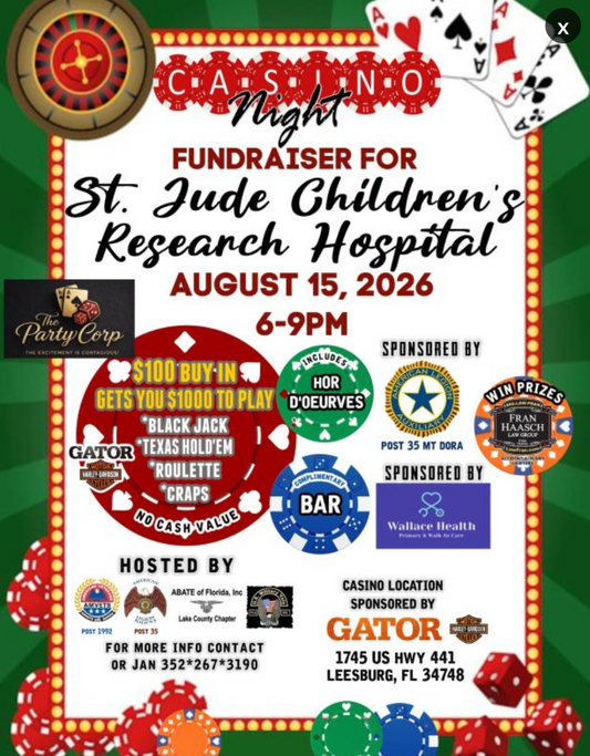 Guests enjoying the Casino Night Fundraiser for St. Jude at Gator Harley-Davidson in Leesburg, Florida.