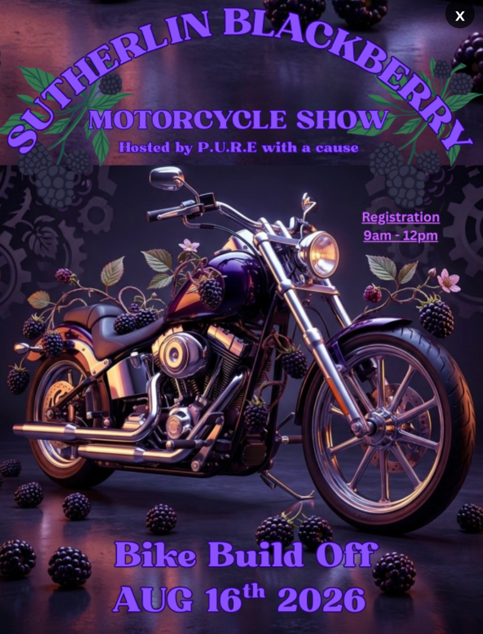 Custom motorcycles on display during the Motorcycle Show at the Blackberry Festival in Sutherlin, Oregon.