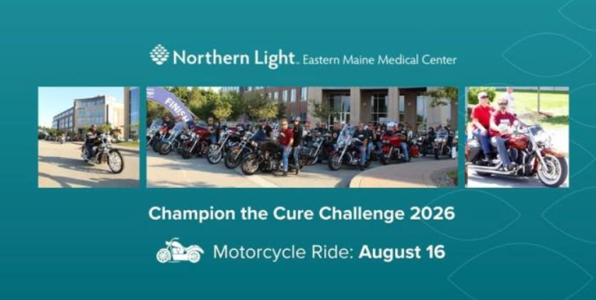Motorcyclists gathered at Northern Light Health before the Champion the Cure Challenge Motorcycle Ride in Brewer, Maine.