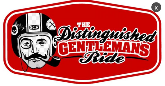 Dapper motorcycle riders participating in The 2026 Distinguished Gentleman's Ride in Arkansas on classic and vintage-style motorcycles.