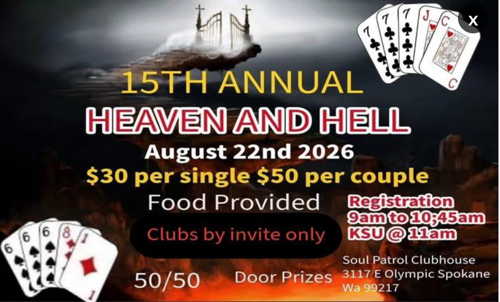Motorcycles gathering at the 15th Annual Heaven & Hell at Soul Patrol Clubhouse in Spokane, Washington.