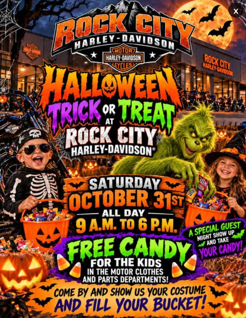 Halloween Trick or Treat at Rock City Harley-Davidson® in Little Rock, Arkansas, on October 31, 2026.