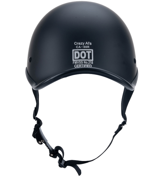 can azy als motorcycle helmet website Smallest lightest DOT Beanie drag aerodynamic shell design Made of Thermoplastic (ABS) Designed in USA Only use water to clean our helmets Crazy Als Beanie Helmets