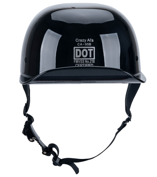 crazy al motorcycle helmets Switchback DOT Reversible Helmet Flat & Gloss Black M / Gloss Black The worlds smallest motorcycle half helmet that is DOT approved. REAL Crazy Al's/ WSB World's