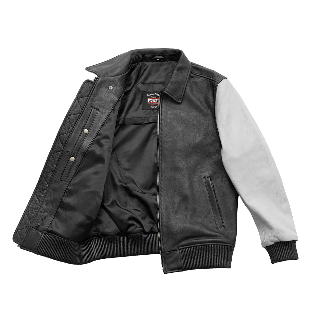 Moto Bomber Two Tone Men's Leather Jacket